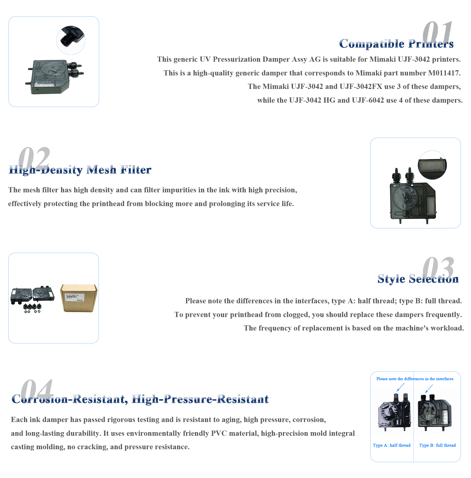 UV ink damper for Mimaki UJF3042 printer
