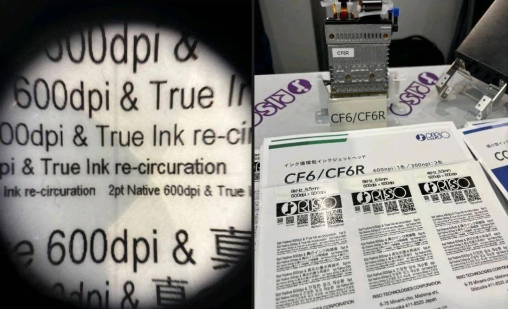 letters printed by printhead CF6/CF6R