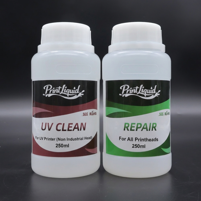 UV non-industrial printhead cleaning solution + repair solution