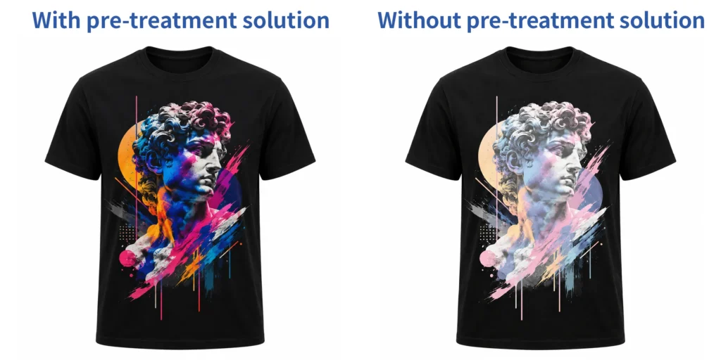 DTG pretreatment liquid for dark fabric